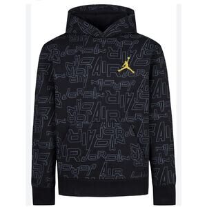 Jordan Boys Take Flight Printed Pullover Hoodie Activewear Gym Black‎ Size XL